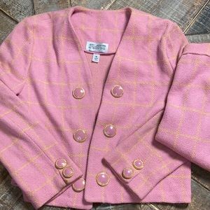 St. John vintage pink/yellow knit suit. Size 10.